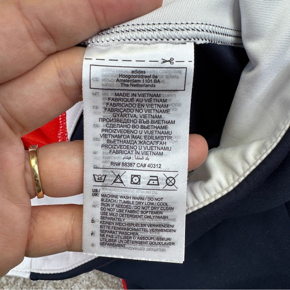 Adidas Navy White Red Performance Biker Shorts Women’s Size XL Aeroready - Picture 9 of 11